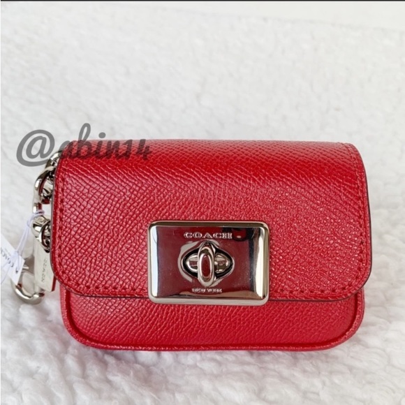 Coach Accessories Nwt Coach Turnlock Leather Bag Charm Card Coin
